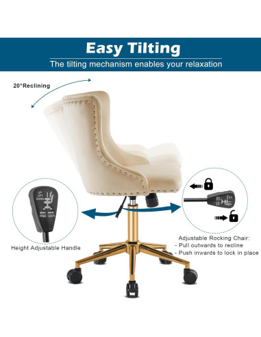 Silla de Oficina Giratoria VINGLI Beige Acolchada Ajustable