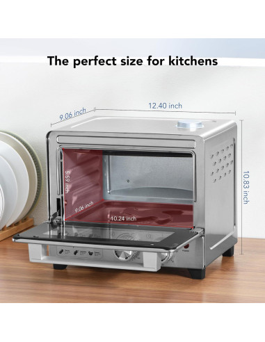 Horno Tostador de Aire OSAMKO 12L 6 en 1 Acero Inoxidable
