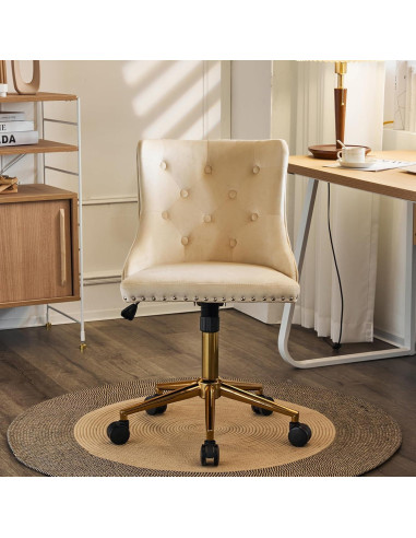 Silla de Oficina Giratoria VINGLI Beige Acolchada Ajustable