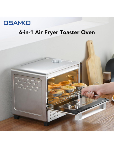 Horno Tostador de Aire OSAMKO 12L 6 en 1 Acero Inoxidable