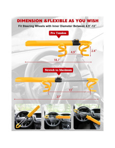 Bloqueo de Volante Antirrobo Tevlaphee - Ajustable 38.9x11.4cm 2