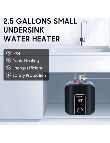 Calentador de Agua Eléctrico Aokawa 9.46L Bajo Fregadero