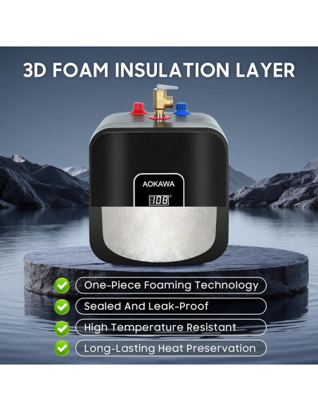 Calentador de Agua Eléctrico Aokawa 9.46L Bajo Fregadero