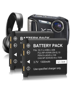 2 Baterías Li-Ion 1300mAh NP-45 para Fujifilm y Steelseries