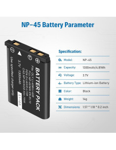 2 Baterías Li-Ion 1300mAh NP-45 para Fujifilm y Steelseries 2