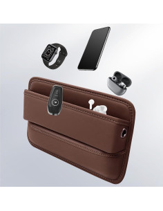 Organizador de Espacio entre Asiento de Coche JLSDT Cuero Marrón 2