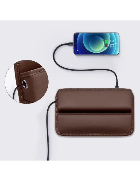 Organizador de Espacio entre Asiento de Coche JLSDT Cuero Marrón