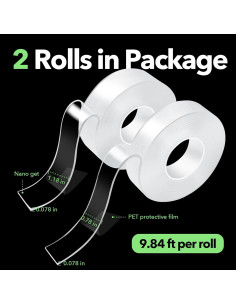 Cinta Adhesiva Doble Cara JIOL 6m Alta Resistencia 2 Rollos 2