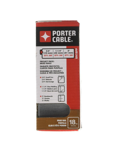 Clavos Brad Porter-Cable 18GA 900-Pack 5/8, 1-1/4 y 2 pulgadas