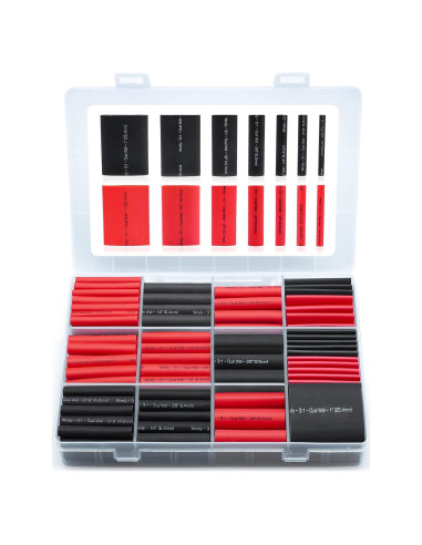 Kit de Tubos Termocontraíbles Wirefy 200pcs Negro y Rojo 3:1
