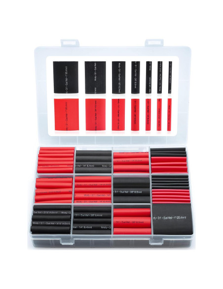 Kit de Tubos Termocontraíbles Wirefy 200pcs Negro y Rojo 3:1