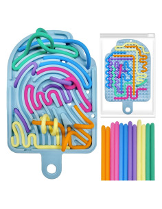 Tablero Sensorial Antiestrés de Silicona Azul con 12 Cuerdas