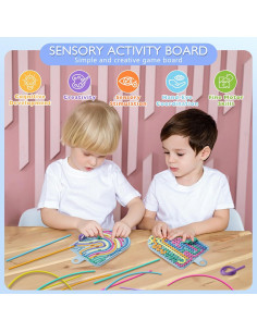 Tablero Sensorial Antiestrés de Silicona Azul con 12 Cuerdas 2