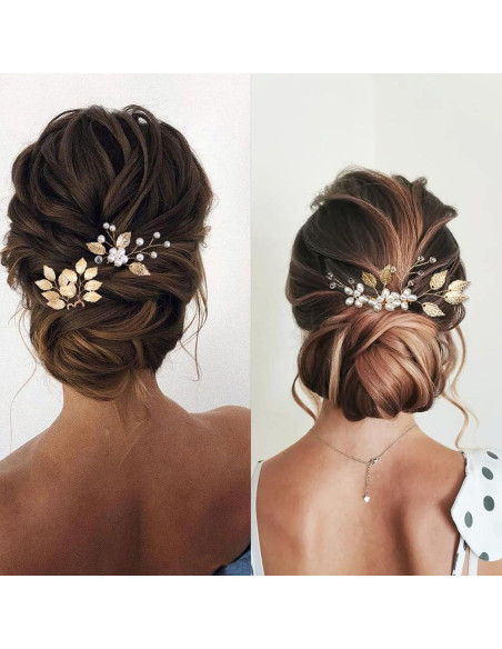 5 Accesorios de Cabello de Novia REDANHA - Horquillas y Peine Dorado