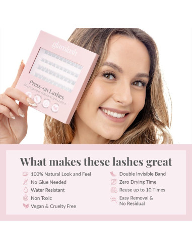 Pestañas Autoadhesivas Glam Lash - 60 Grupos Reutilizables