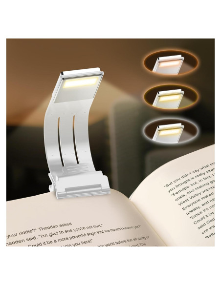 Marcador de libro con luz LED QDPKPI, 3 temperaturas, recargable