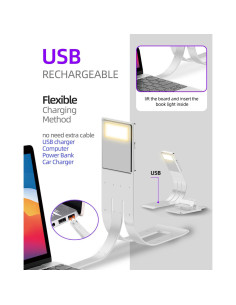 Marcador de libro con luz LED QDPKPI, 3 temperaturas, recargable 2