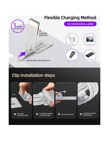 Marcador de libro con luz LED QDPKPI, 3 temperaturas, recargable