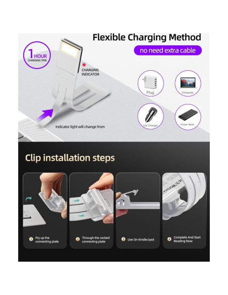 Marcador de libro con luz LED QDPKPI, 3 temperaturas, recargable