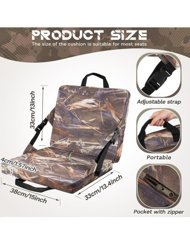 Cojín de Asiento Plegable Juexica 2 Pcs Camuflaje 38x33cm
