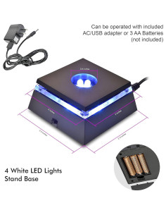 Soporte LED para Cristales 3D ASENTE - Base Iluminada 6.35cm 2