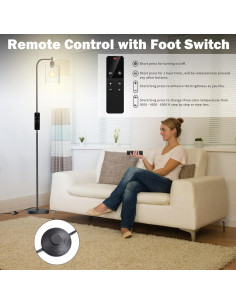 Lámpara de Pie Industrial Wio-Mio Regulable LED Control Remoto 2