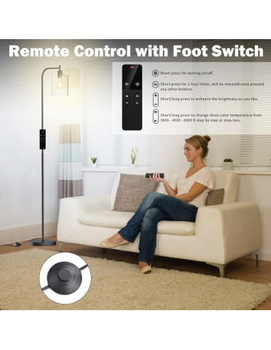 Lámpara de Pie Industrial Wio-Mio Regulable LED Control Remoto