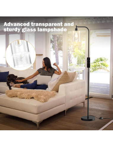 Lámpara de Pie Industrial Wio-Mio Regulable LED Control Remoto