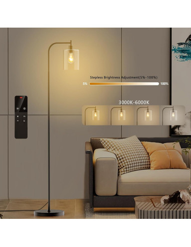 Lámpara de Pie Industrial Wio-Mio Regulable LED Control Remoto