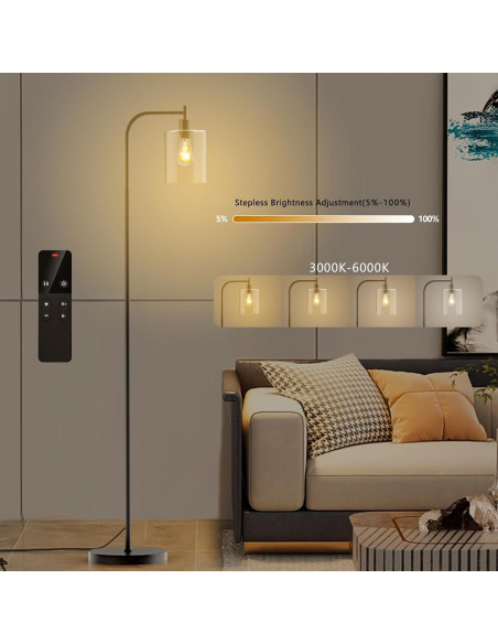 Lámpara de Pie Industrial Wio-Mio Regulable LED Control Remoto