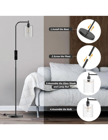 Lámpara de Pie Industrial Wio-Mio Regulable LED Control Remoto