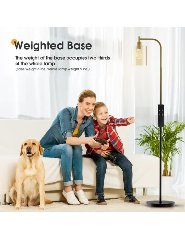 Lámpara de Pie Industrial Wio-Mio Regulable LED Control Remoto