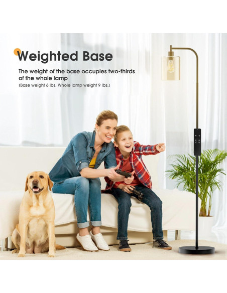 Lámpara de Pie Industrial Wio-Mio Regulable LED Control Remoto