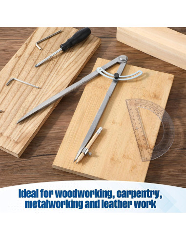 Juego de Compás Profesional 30 cm y Transportador 15 cm Zonon