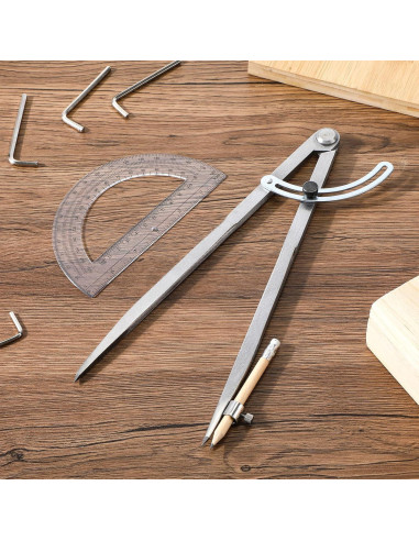 Juego de Compás Profesional 30 cm y Transportador 15 cm Zonon