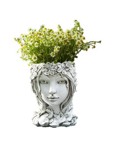 Maceta de Resina Cara de Diosa Happy L con Drenaje 20 cm