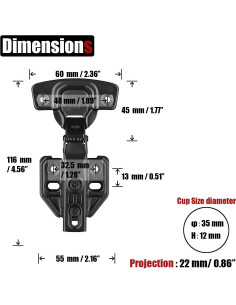Bisagras de Gabinete JQK Negras Cierre Suave 100 4 Unidades 2