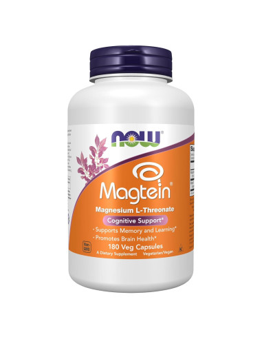Suplemento de Magnesio NOW Foods Magtein 180 Cápsulas Veganas