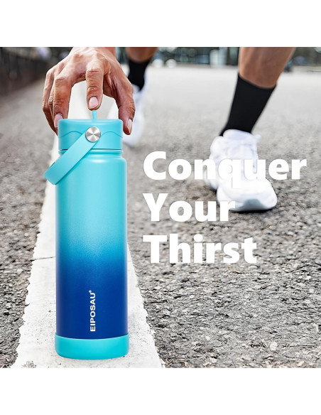 Botella de Agua Aislada EIPOSAU 24 oz Acero Inoxidable Azul Cian