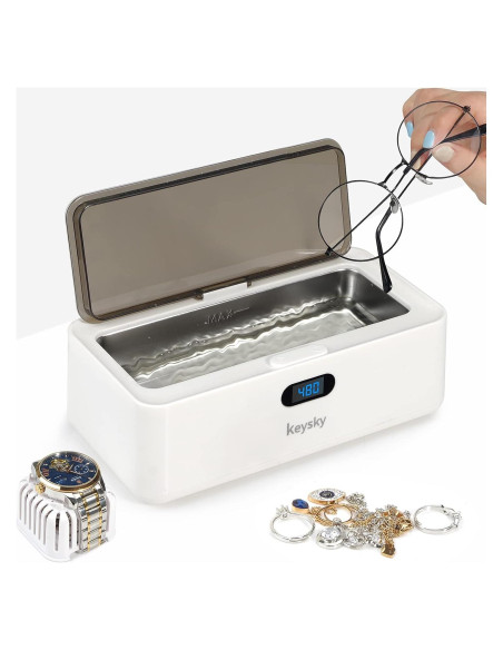 Limpiador Ultrasónico de Joyería KEYSKY 500ml para Anillos y Gafas