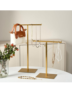 Soporte de Exhibición de Joyería MCKECHSION Ajustable Dorado 2