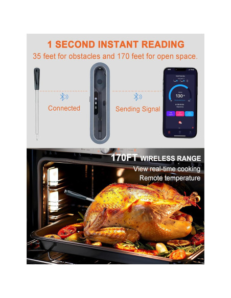 Termómetro de Carne Digital BOHON Inalámbrico con Bluetooth