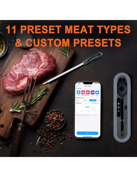 Termómetro de Carne Digital BOHON Inalámbrico con Bluetooth