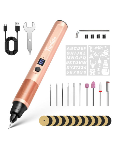Bolígrafo Eléctrico de Grabado Tarlido Oro Rosa 6 Velocidades