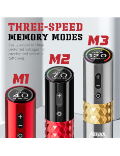 Kit de Tatuaje Inalámbrico Neebol Rojo con Batería 8h 2