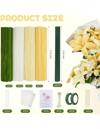 Kit de Manualidades 400 Piezas Limpiapipas Chenille Upcheirna