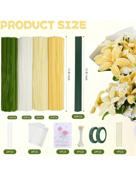 Kit de Manualidades 400 Piezas Limpiapipas Chenille Upcheirna