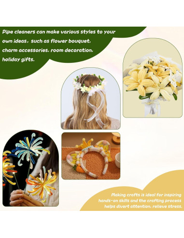 Kit de Manualidades 400 Piezas Limpiapipas Chenille Upcheirna