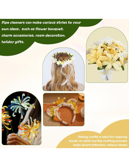 Kit de Manualidades 400 Piezas Limpiapipas Chenille Upcheirna