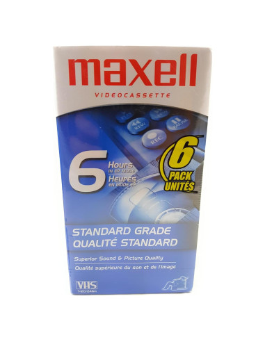 Cinta de Video VHS Maxell T-120 Grado Estándar - 6 Paquete